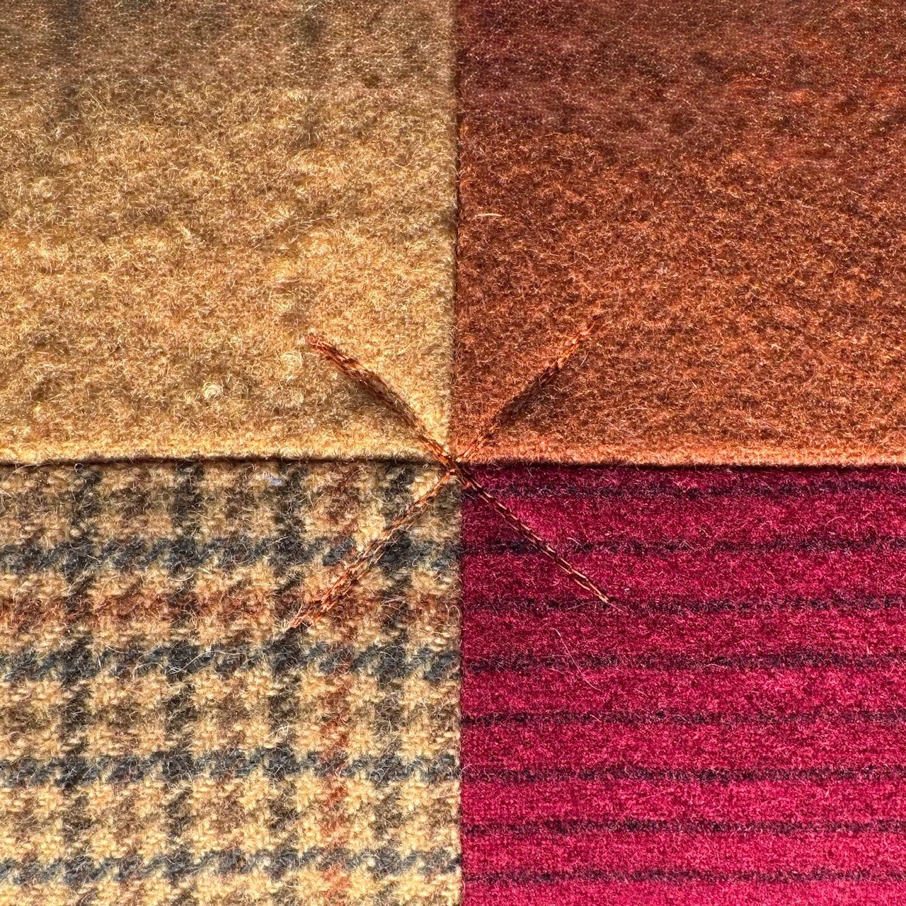 Wool Squares Large Cushion - Warm Reds