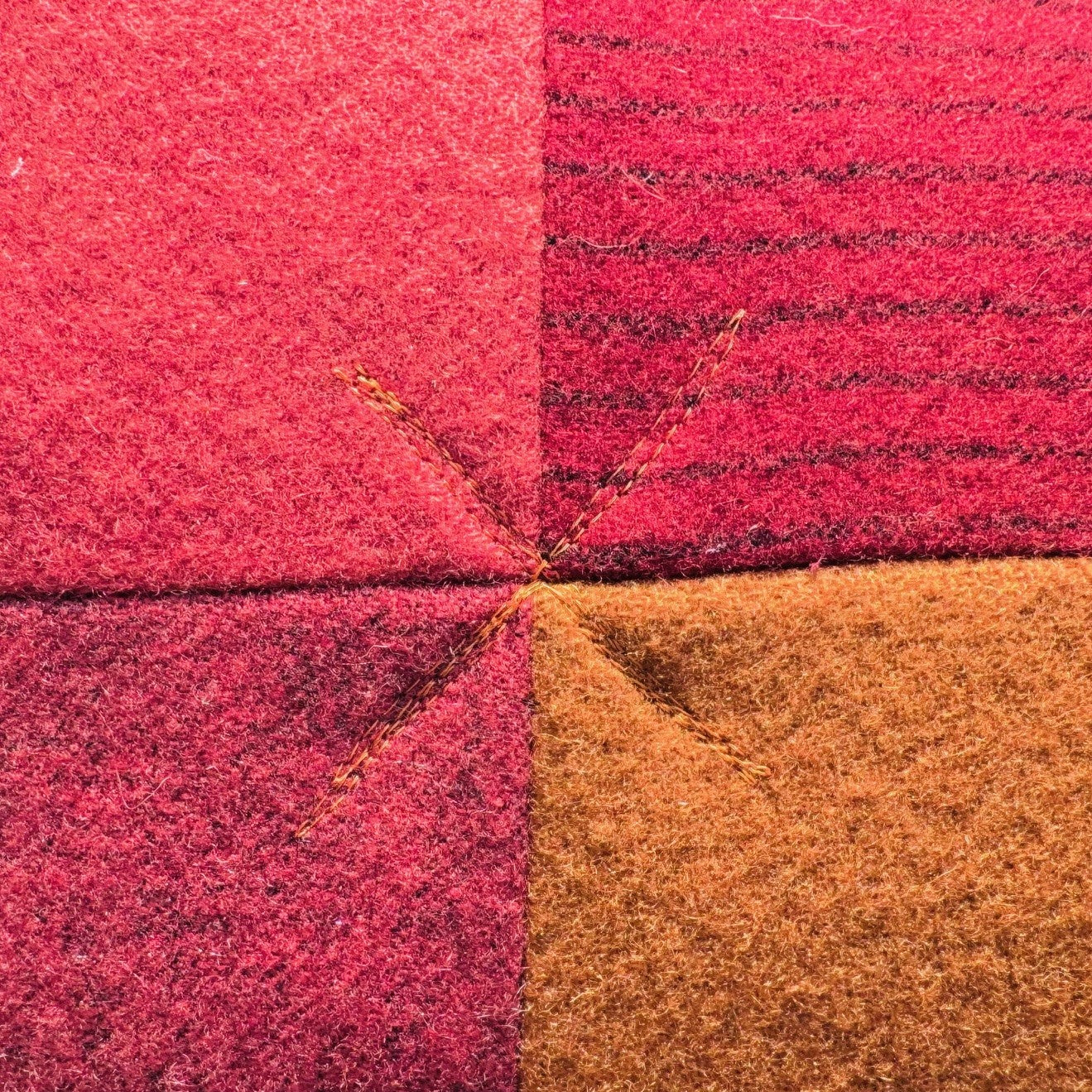 Wool Squares Large Cushion - Warm Reds